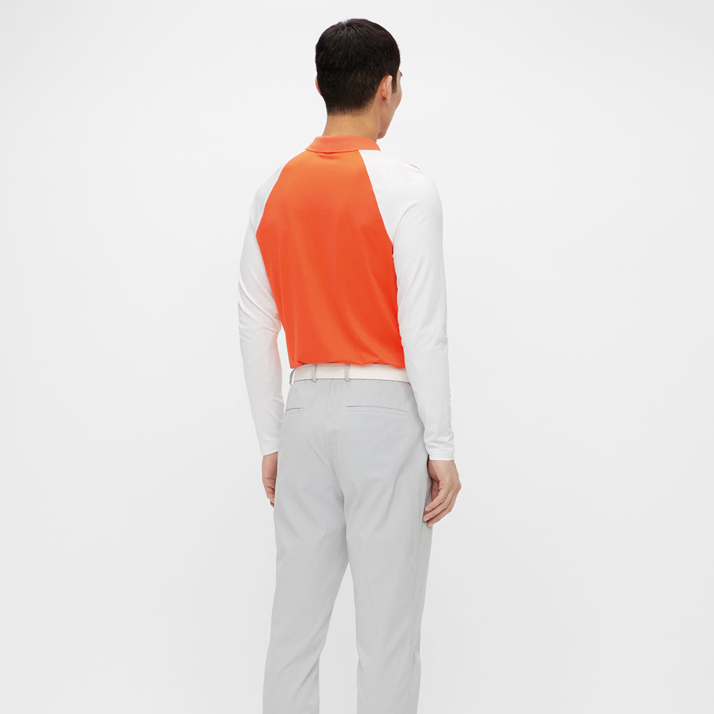 GreenRabbit Golf, J. Lindeberg, Jakob Slim Fit LS Golf Polo Lava Orange, Shirt - GreenRabbit Golf GOLFFASHION & LIFESTYLE
