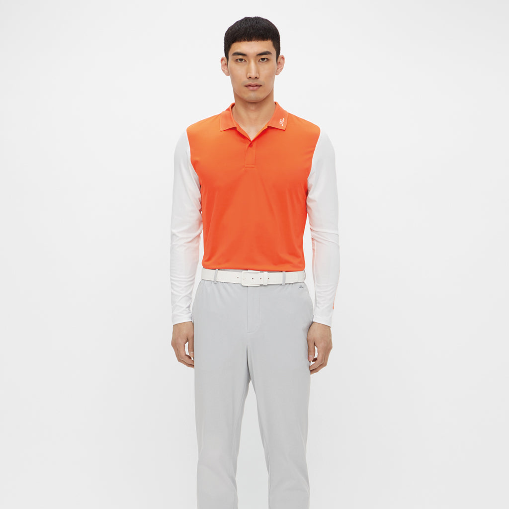 GreenRabbit Golf, J. Lindeberg, Jakob Slim Fit LS Golf Polo Lava Orange, Shirt - GreenRabbit Golf GOLFFASHION & LIFESTYLE