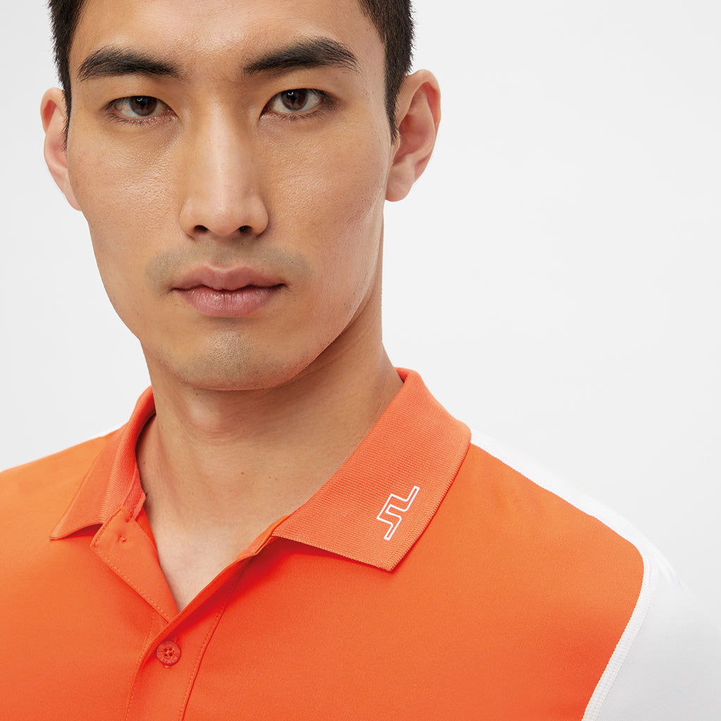 GreenRabbit Golf, J. Lindeberg, Jakob Slim Fit LS Golf Polo Lava Orange, Shirt - GreenRabbit Golf GOLFFASHION & LIFESTYLE