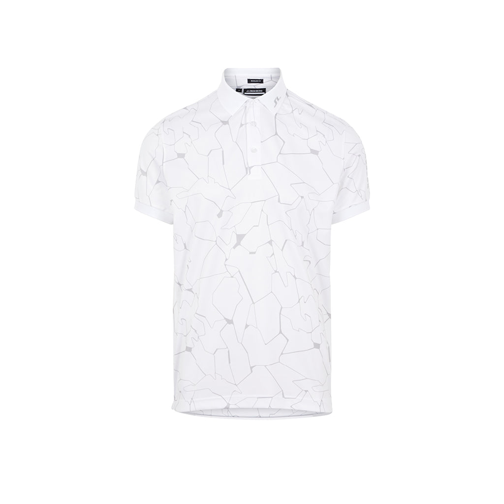 GreenRabbit Golf, J. Lindeberg, Tour Tech Reg Fit Print Polo Slit White, Shirt - GreenRabbit Golf GOLFFASHION & LIFESTYLE