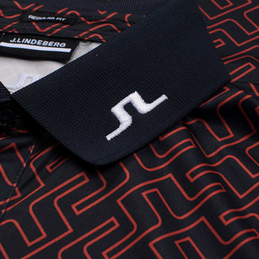 GreenRabbit Golf, J. Lindeberg, Tour Tech Reg Fit Print Polo Ketchup Bridge Monogram, Shirt - GreenRabbit Golf GOLFFASHION & LIFESTYLE