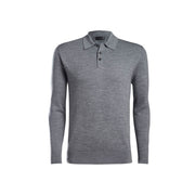 GreenRabbit Golf, G/Fore, LONG SLEEVE POLO COLLAR LIGHT HEATHER GREY, Sweater - GreenRabbit Golf GOLFFASHION & LIFESTYLE