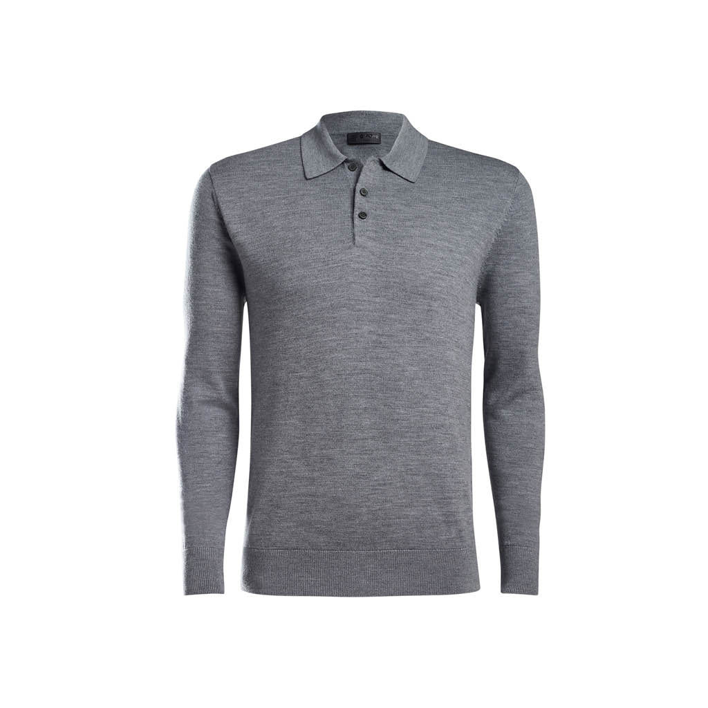 GreenRabbit Golf, G/Fore, LONG SLEEVE POLO COLLAR LIGHT HEATHER GREY, Sweater - GreenRabbit Golf GOLFFASHION & LIFESTYLE