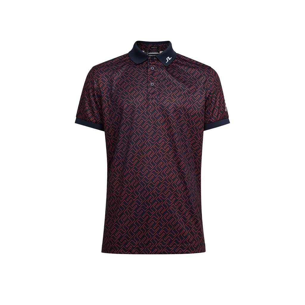 GreenRabbit Golf, J. Lindeberg, Tour Tech Reg Fit Print Polo Ketchup Bridge Monogram, Shirt - GreenRabbit Golf GOLFFASHION & LIFESTYLE