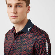 GreenRabbit Golf, J. Lindeberg, Tour Tech Reg Fit Print Polo Ketchup Bridge Monogram, Shirt - GreenRabbit Golf GOLFFASHION & LIFESTYLE