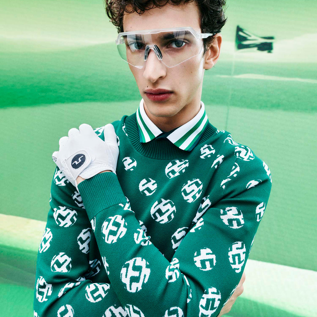 GreenRabbit Golf, J. Lindeberg, J. Lindeberg Gus Jacquard Sweater Rain Forest, Sweater - GreenRabbit Golf GOLFFASHION & LIFESTYLE