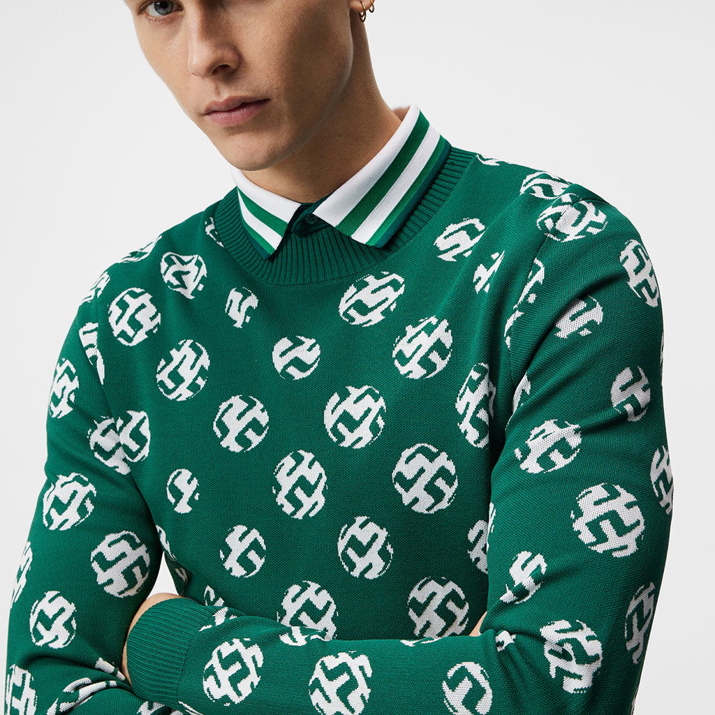 GreenRabbit Golf, J. Lindeberg, J. Lindeberg Gus Jacquard Sweater Rain Forest, Sweater - GreenRabbit Golf GOLFFASHION & LIFESTYLE