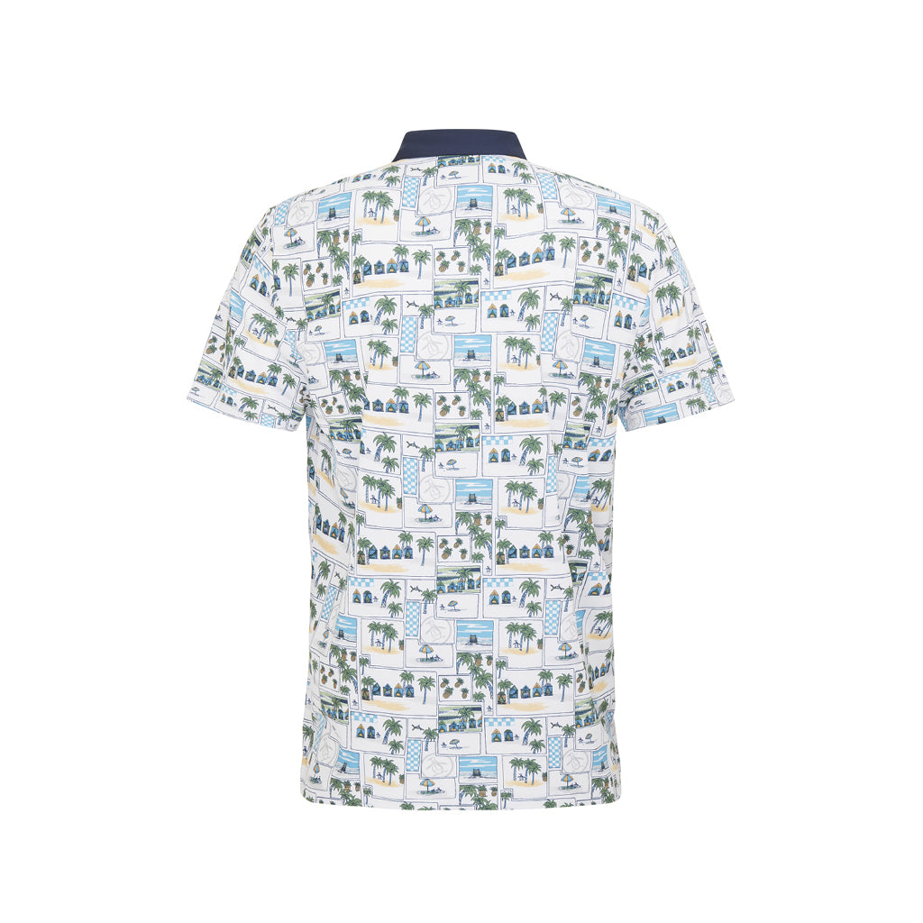 GreenRabbit Golf, Original Penguin, ORIGINAL PENGUIN BEACH CLUB PRINT POLO BRIGHT WHITE, Shirt - GreenRabbit Golf GOLFFASHION & LIFESTYLE