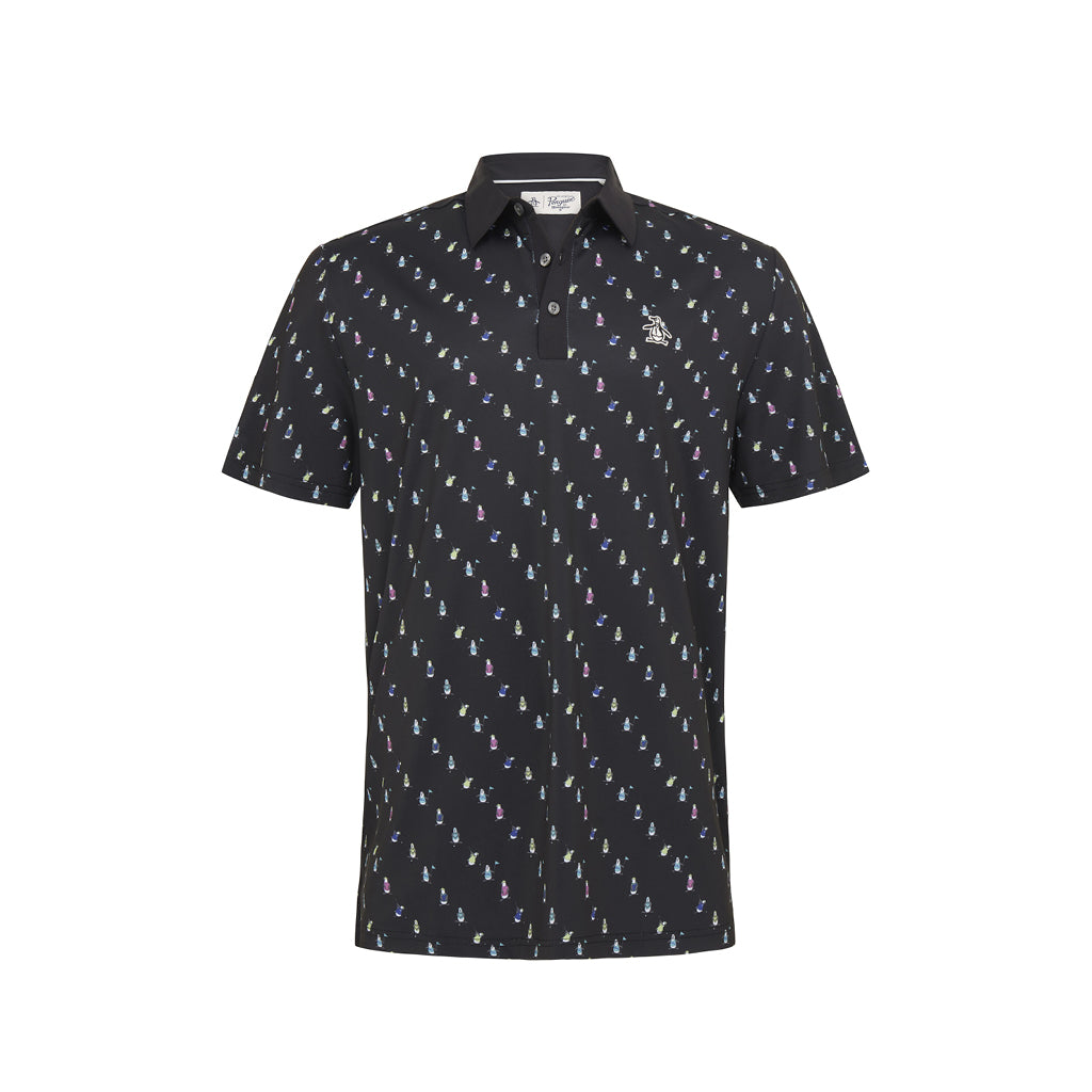 GreenRabbit Golf, Original Penguin, ORIGINAL PENGUIN SS SWINGING PETE NOVELTY PRINT CAVIAR, Shirt - GreenRabbit Golf GOLFFASHION & LIFESTYLE