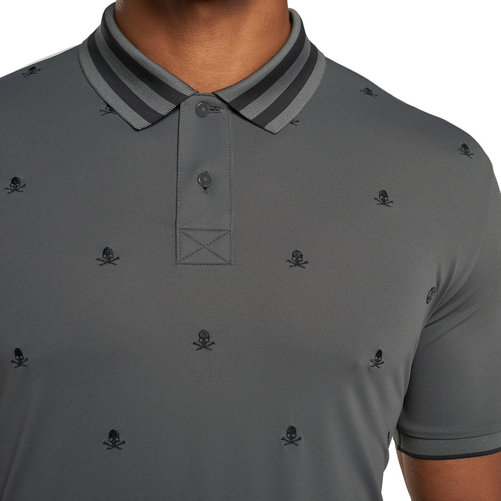 GreenRabbit Golf, G/Fore, Skull & T's Embroidered Polo Tech Pique Charcoal, Shirt - GreenRabbit Golf GOLFFASHION & LIFESTYLE