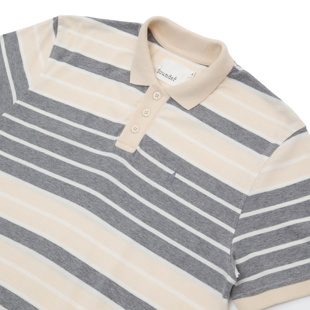 SOUNDER GOLF PLAY WELL POLO - MID GREY/ NATURAL
