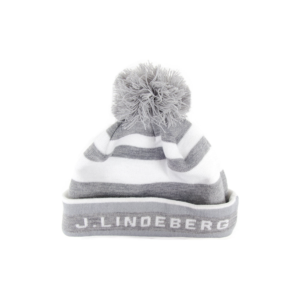 GreenRabbit Golf, J. Lindeberg, Stripe Golf Beanie Stone Grey Melange, Cap - GreenRabbit Golf GOLFFASHION & LIFESTYLE