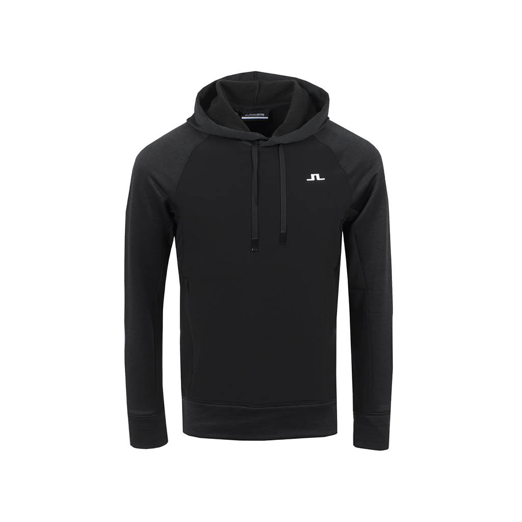 GreenRabbit Golf, J. Lindeberg, Kent Golf Hood Black Melange, Sweater - GreenRabbit Golf GOLFFASHION & LIFESTYLE