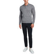 GreenRabbit Golf, G/Fore, LONG SLEEVE POLO COLLAR LIGHT HEATHER GREY, Sweater - GreenRabbit Golf GOLFFASHION & LIFESTYLE
