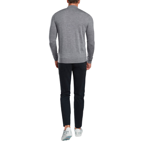 GreenRabbit Golf, G/Fore, LONG SLEEVE POLO COLLAR LIGHT HEATHER GREY, Sweater - GreenRabbit Golf GOLFFASHION & LIFESTYLE
