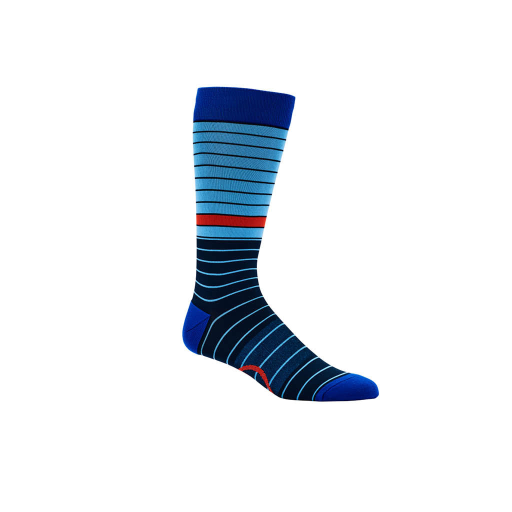 GreenRabbit Golf, G/Fore, MIXED STRIPE CREW VISTA BLUE, Socks - GreenRabbit Golf GOLFFASHION & LIFESTYLE