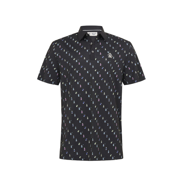 GreenRabbit Golf, Original Penguin, ORIGINAL PENGUIN SS SWINGING PETE NOVELTY PRINT CAVIAR, Shirt - GreenRabbit Golf GOLFFASHION & LIFESTYLE
