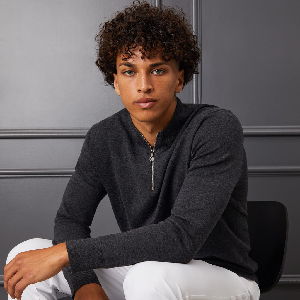 GreenRabbit Golf, G/Fore, G/FORE V NECK QUARTER ZIP SWEATER DARK CHARCOAL HEATHER, Sweater - GreenRabbit Golf GOLFFASHION & LIFESTYLE