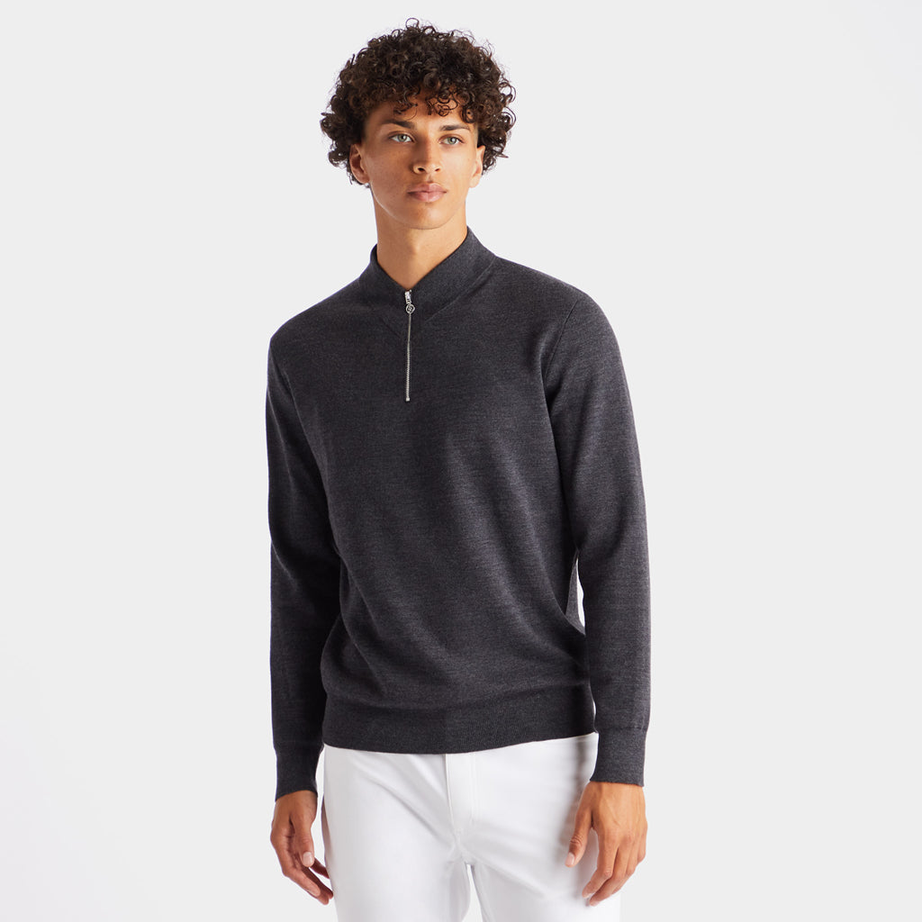 GreenRabbit Golf, G/Fore, G/FORE V NECK QUARTER ZIP SWEATER DARK CHARCOAL HEATHER, Sweater - GreenRabbit Golf GOLFFASHION & LIFESTYLE