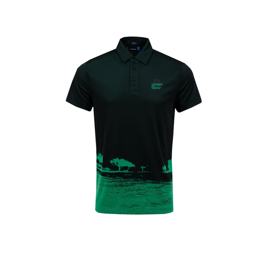GreenRabbit Golf, J. Lindeberg, M Nash Reg Fit TX Jaquard Black / Stan Green, Shirt - GreenRabbit Golf GOLFFASHION & LIFESTYLE