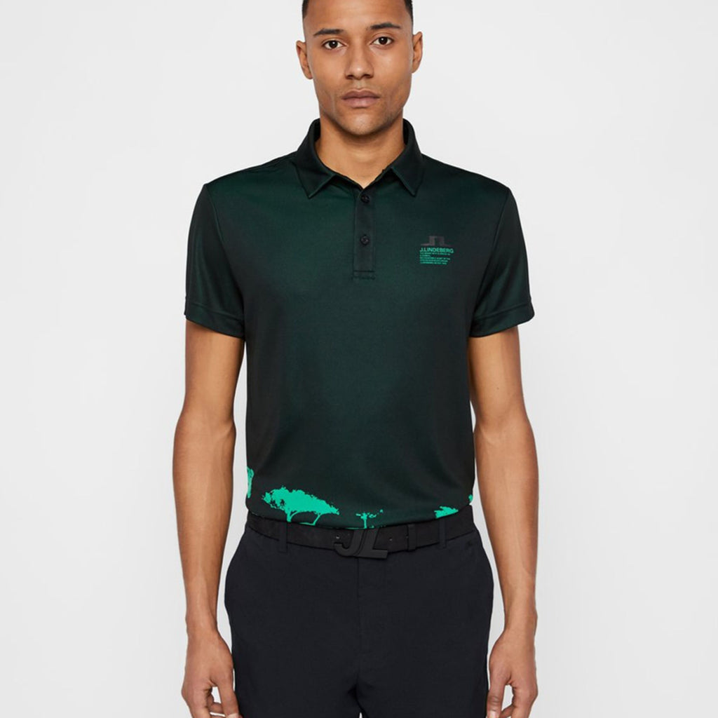 GreenRabbit Golf, J. Lindeberg, M Nash Reg Fit TX Jaquard Black / Stan Green, Shirt - GreenRabbit Golf GOLFFASHION & LIFESTYLE